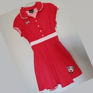 Sourpuss Fit and Flare Red Dress Size S